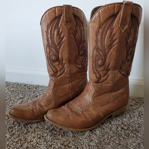 🇺🇸4th Sale🇺🇸 Coconuts Faux Leather Tan Cowboy Boots